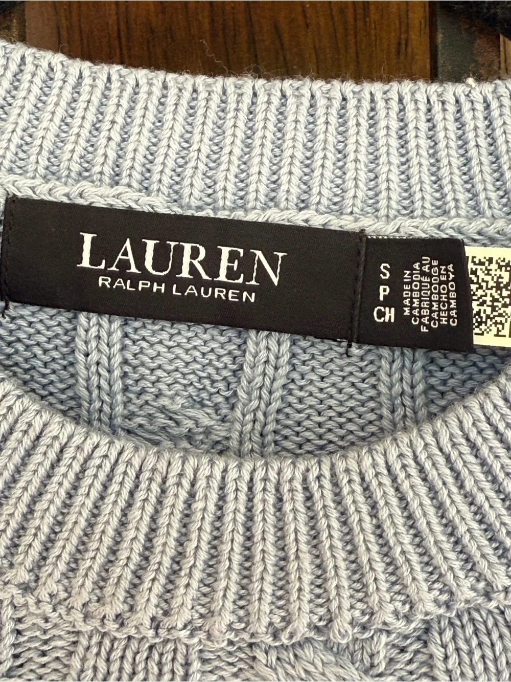Ralph Lauren Light Blue Cable-Knit Crewneck Sweater Size Sc